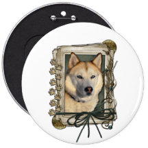 Fathers Day - Stone Paws - Siberian Husky - Copper Pinback Button