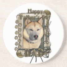Fathers Day - Stone Paws Siberian Husky Copper Dad Beverage Coaster