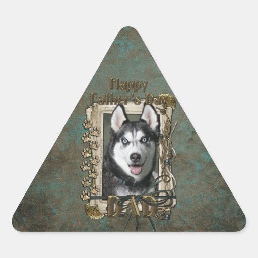 Fathers Day - Stone Paws - Siberian Husky Triangle Sticker