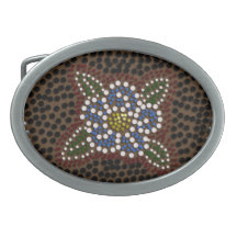 faux beaded floral oval belt buckles