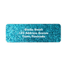 Faux Blue Glitter Return Address Labels