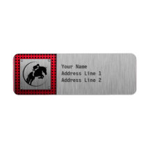Faux Brushed Aluminum Equestrian. Custom Return Address Label
