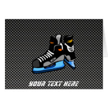 Faux Carbon Fibre Hockey Skates Greeting Cards