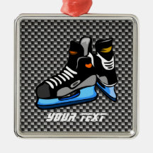 Faux Carbon Fibre Hockey Skates Christmas Tree Ornament