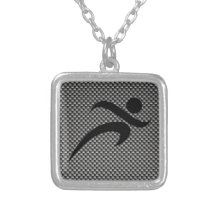 Faux Carbon Fibre; Running Necklaces