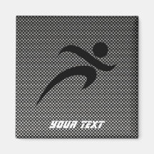 Faux Carbon Fibre; Running Refrigerator Magnet