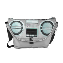faux chrome ghetto blaster retro boombox courier bag