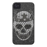 Faux Diamond Skull with Crown Black Glitter iPhone 4 Case-Mate Cases