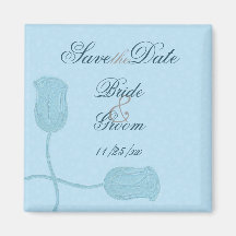 Faux Embossed Rose Floral Save the Date Magnet