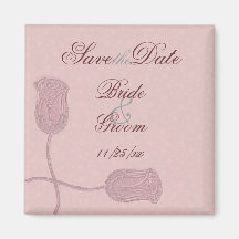 Faux Embossed Rose Floral Save the Date Magnet