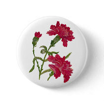 Faux Embroidered Red Carnations