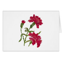 Faux Embroidered Red Carnations