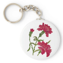 Faux Embroidered Red Carnations