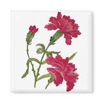 Faux Embroidered Red Carnations