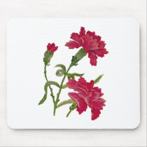 Faux Embroidered Red Carnations