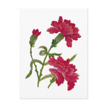 Faux Embroidered Red Carnations