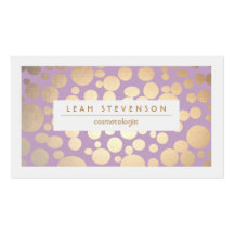Faux Gold Leaf Cosmetologist Purple Business Card