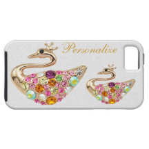 Faux Gold Peacocks with Diamond Jewels iPhone 5
