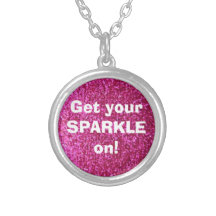 Faux Hot Pink Glitter Necklaces