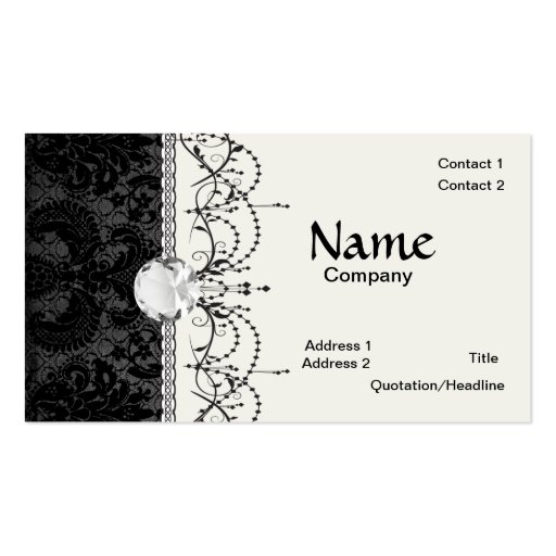 faux lace black grey damask pattern business card Zazzle