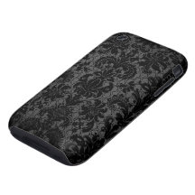 faux lace black grey damask pattern tough iPhone 3 case