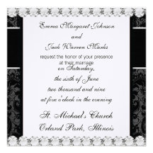faux lace black grey damask pattern design custom invites