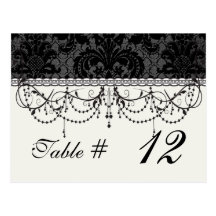faux lace black grey damask pattern design postcard