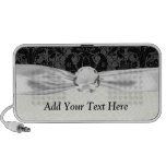 faux lace black grey damask pattern design notebook speaker