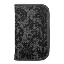 faux lace black grey damask pattern folio planners