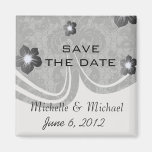 faux lace black grey damask pattern fridge magnet