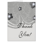 faux lace black grey damask pattern greeting cards