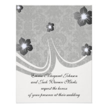 faux lace black grey damask pattern personalized invitation