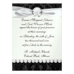 faux lace black grey damask pattern personalized announcements