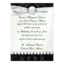faux lace black grey damask pattern personalized announcements