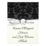 faux lace black grey damask pattern personalized invitations