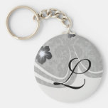 faux lace black grey damask pattern keychains