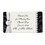 faux lace black grey damask pattern personalized shipping label
