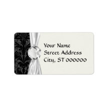faux lace black grey damask pattern personalized address label
