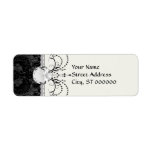 faux lace black grey damask pattern return address labels