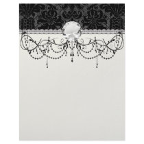 faux lace black grey damask pattern letterhead template
