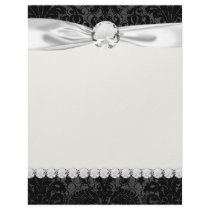 faux lace black grey damask pattern personalized letterhead