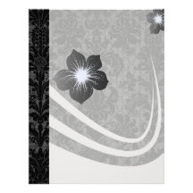 faux lace black grey damask pattern letterhead template