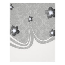 faux lace black grey damask pattern letterhead template