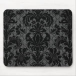 faux lace black grey damask pattern mousepad