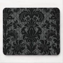 faux lace black grey damask pattern mousepad