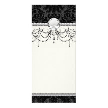 faux lace black grey damask pattern rack card template