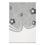 faux lace black grey damask pattern stationery design