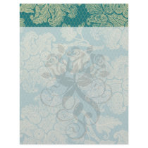 faux lace teal and cream floral damask pattern letterhead design