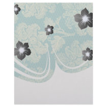 faux lace teal and cream floral damask pattern custom letterhead