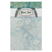 faux lace teal and cream floral damask peacocks stationery